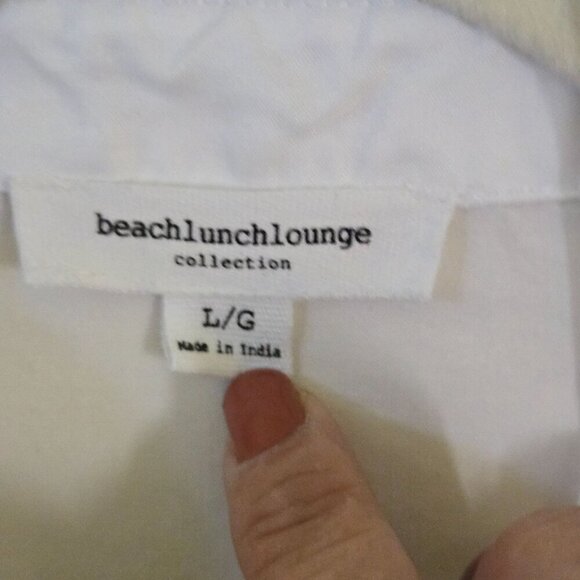Beachlunchlounge White Isobel Tencel Puff Sleeve Button-Down Shirt Size L - Picture 5 of 7